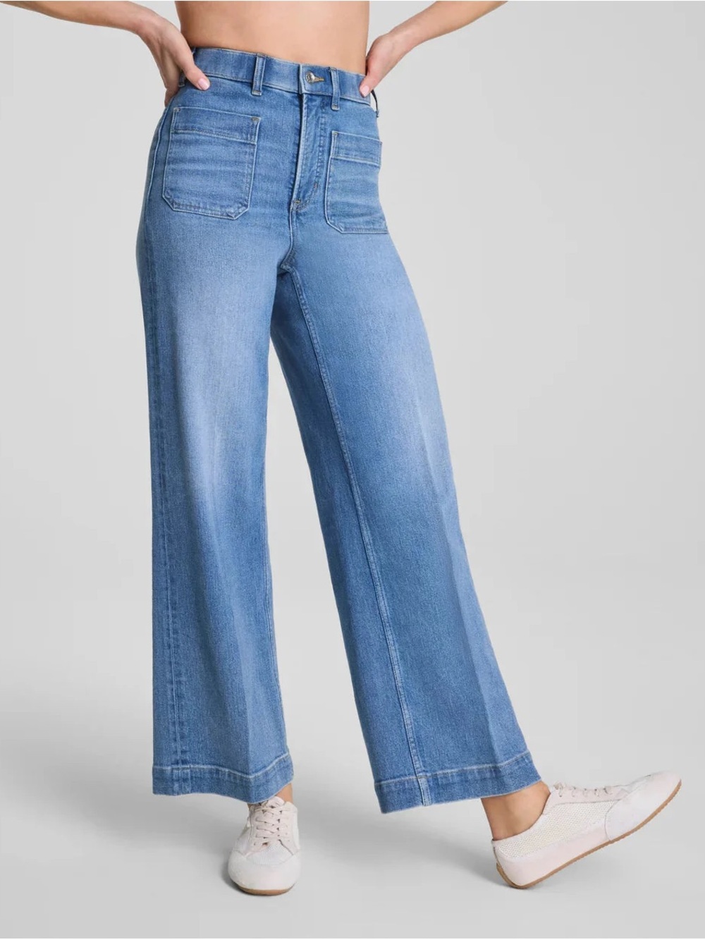 SPANX Light Blue Wide-Leg High-Rise Jeans